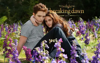 Stmívání – Edward a Bella na kvetoucí louce – obdélníkový jedlý papír na dort