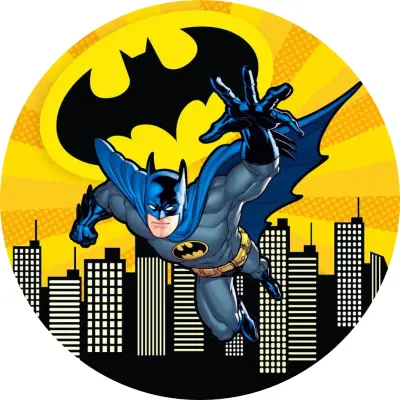 Batman – letící na žlutém pozadí – jedlý papír na dort