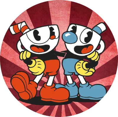 Cuphead – Cuphead a Mugman, vínové paprsky – jedlý papír na dort