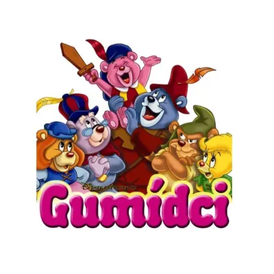 Gumídci – parta s Cavinem a růžovým nápisem – jedlý papír na dort
