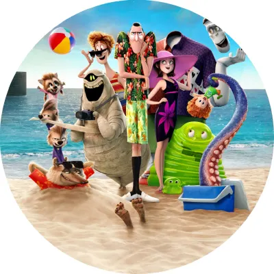 Hotel Transylvania – rodinka na písečné pláži – jedlý papír na dort