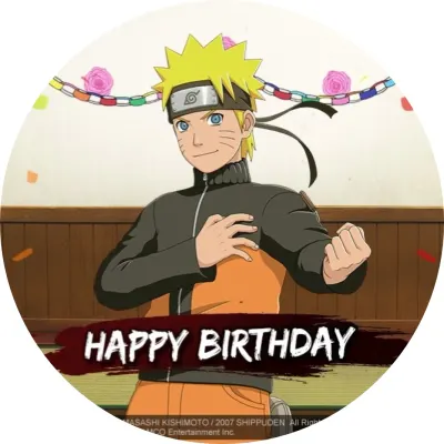 Naruto – Happy Birthday a konfety – jedlý papír na dort