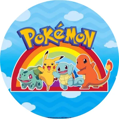 Pokémon – Pikachu a startéři s duhou – jedlý papír na dort