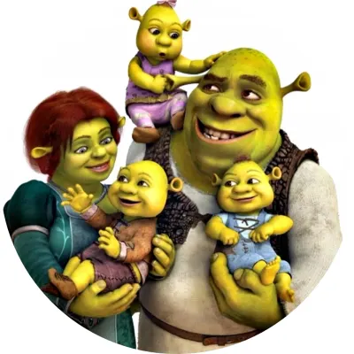 Shrek – Shrek, Fiona a trojčátka – jedlý papír na dort