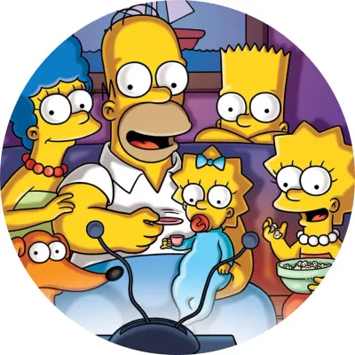 Simpsonovi – rodina a pes na gauči u TV – jedlý papír na dort