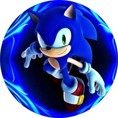 Sonic – skok na neonově modrém pozadí – jedlý papír na dort