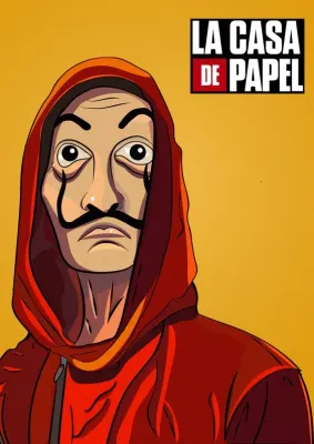 Papírový dům – maska Dalího a žluté logo – obdélníkový jedlý papír na dort