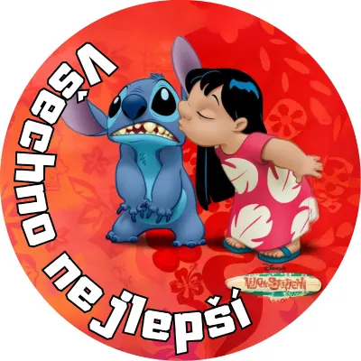 Lilo & Stitch – Pusa pro Stitche a ibišky – jedlý papír na dort