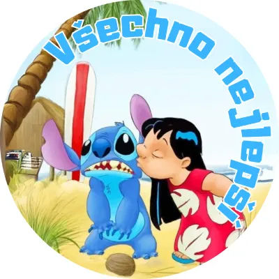 Lilo & Stitch – Pusa na pláži se surfem – jedlý papír na dort