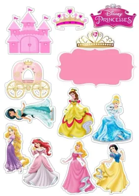 Princezny Disney se jménem oslavence – obdélníkový jedlý papír na dort