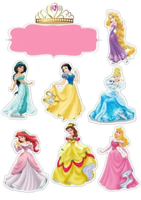 Princezny Disney se jménem oslavence 2 – obdélníkový jedlý papír na dort