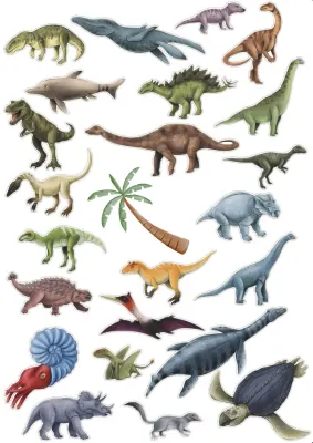 Dinosauři – velká sada pravěkých tvorů – obdélníkový jedlý papír na dort