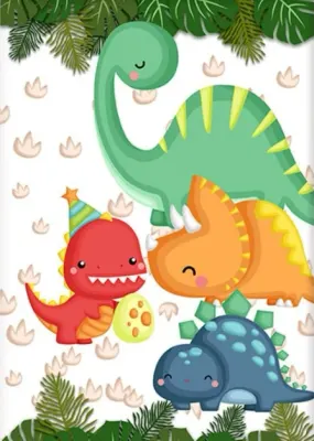 Dinosauři – červený T-Rex s čepičkou a vejcem – obdélníkový jedlý papír na dort