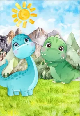 Dinosauři – malovaný modrý a zelený ještěr – obdélníkový jedlý papír na dort