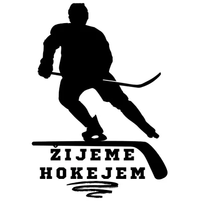 Hokej – silueta s nápisem Žijeme hokejem – jedlý papír na dort