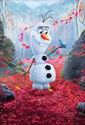 Frozen – Olaf a salamandr Bruni v lese – obdélníkový jedlý papír na dort