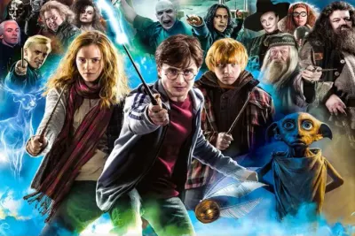 Harry Potter – trojice s hůlkou a skřítkem – obdélníkový jedlý papír na dort