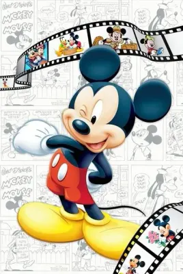 Mickey Mouse – s filmovým pásem a komiksem – obdélníkový jedlý papír na dort