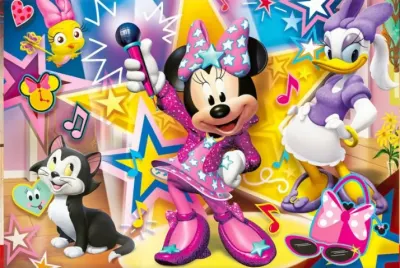 Minnie a Daisy – zpívání s kocourem Figarem – obdélníkový jedlý papír na dort