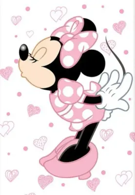 Minnie – posílající polibek a srdíčka – obdélníkový jedlý papír na dort