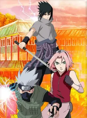 Naruto – Sasuke s mečem, Sakura a Kakashi – obdélníkový jedlý papír na dort