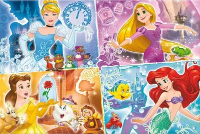 Princezny – čtyři hrdinky se zvířecími přáteli – obdélníkový jedlý papír na dort