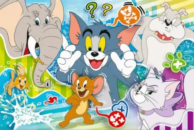 Tom a Jerry – s buldokem Spikem a přáteli – obdélníkový jedlý papír na dort