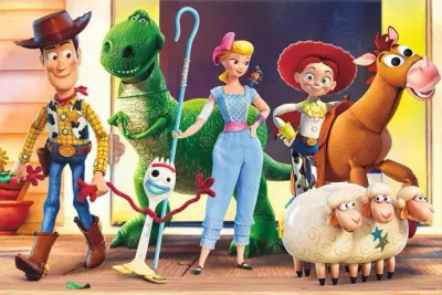 Toy Story – Woody, Pastýřka, Rex a Jessie – obdélníkový jedlý papír na dort