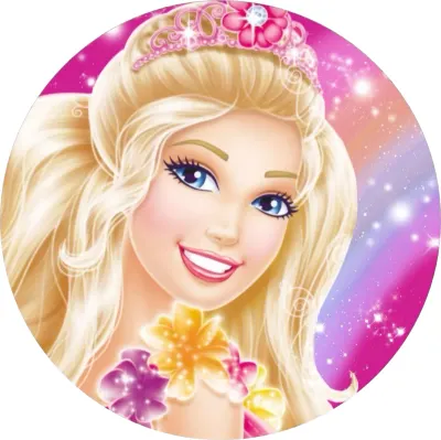 Barbie – s květinovým náhrdelníkem a hvězdami – jedlý papír na dort