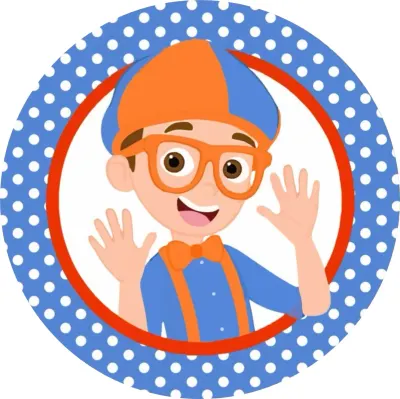 Blippi – mávající s puntíkovaným okrajem – jedlý papír na dort