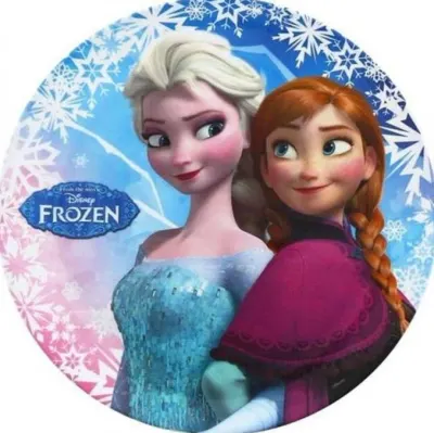 Frozen – sestry Anna a Elsa v záplavě vloček – jedlý papír na dort