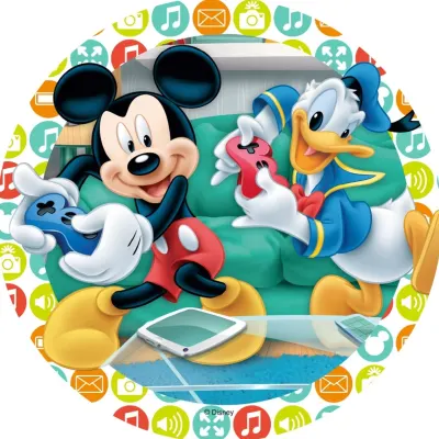 Mickey a kačer Donald – Gamer – jedlý papír na dort