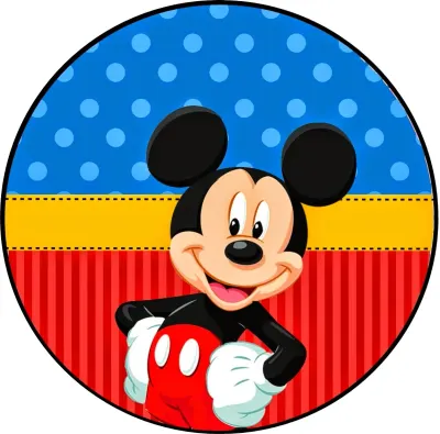 Mickey Mouse – puntíkované a pruhované pozadí – jedlý papír na dort