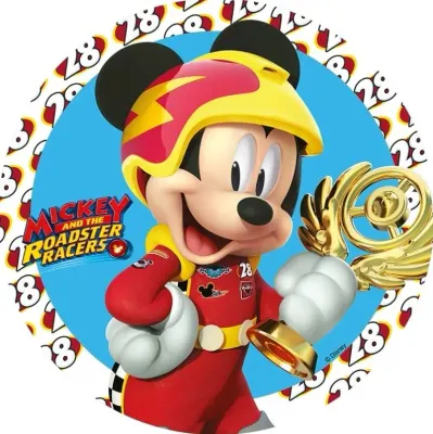 Mickey Mouse – Závodník – jedlý papír na dort