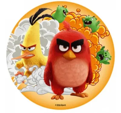 Angry Birds – Red a Chuck s explozí v pozadí – jedlý papír na dort