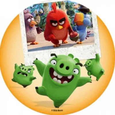 Angry Birds – zelené prasátko s fotografií – jedlý papír na dort