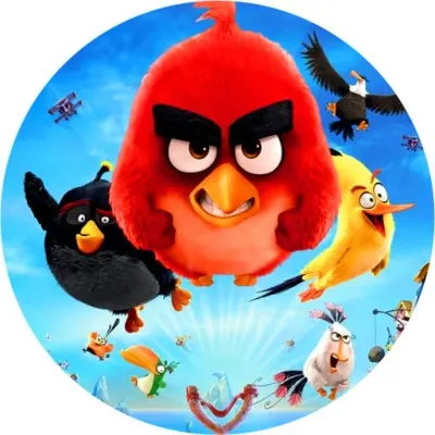 Angry Birds – Red, Bomb a Chuck u praku – jedlý papír na dort