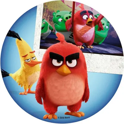 Angry Birds – Ruďas, Chuck a retro foto – jedlý papír na dort