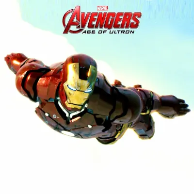 Avengers – Iron Man v letu a logo Age of Ultron – jedlý papír na dort