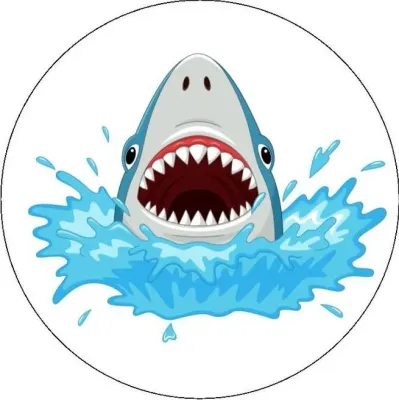 Baby Shark – hlava žraloka s otevřenou tlamou – jedlý papír na dort