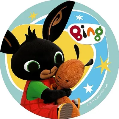 Bing – objímající Hopityho na žlutomodrém – jedlý papír na dort