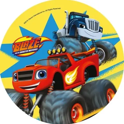 Blaze – Blaze a modrý tahač Crusher – jedlý papír na dort