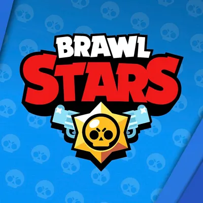 Brawl Stars – logo s pistolemi na modrém pozadí – jedlý papír na dort