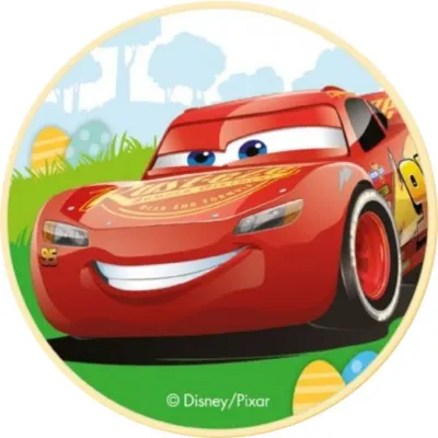 Cars – McQueen na louce s vajíčky – jedlý papír na dort