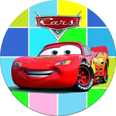 Cars – McQueen na barevné mozaice – jedlý papír na dort