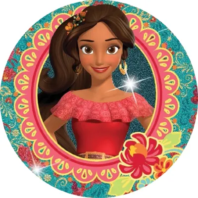 Elena z Avaloru – v rámečku s tyrkysovým pozadím – jedlý papír na dort