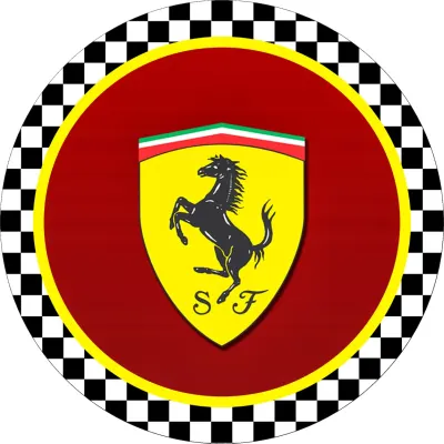 Ferrari – znak SF a šachovnicový okraj – jedlý papír na dort