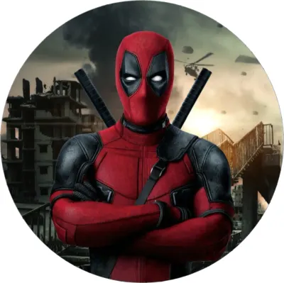 Deadpool – se zkříženýma rukama v troskách – jedlý papír na dort