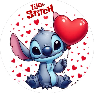 Lilo & Stitch – Stitch se srdíčkovým balónkem – jedlý papír na dort