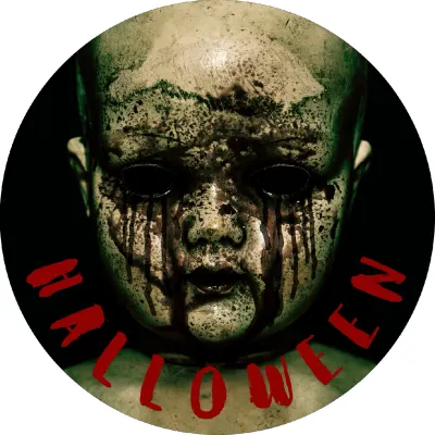 Halloween – Krvavá porcelánová panenka – jedlý papír na dort